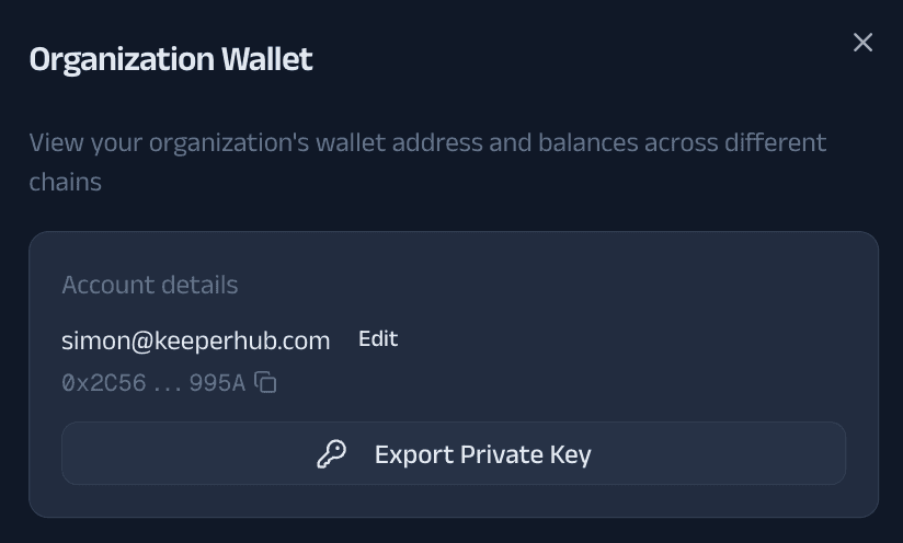 KeeperHub wallet creation dialog secured by Turnkey enclaves