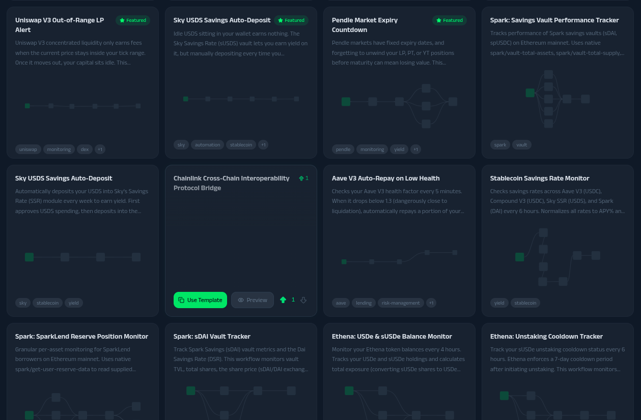 CCIP bridge workflow on the KeeperHub community hub page
