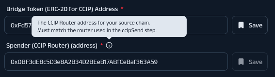 Info icon with inline documentation linking to Chainlink CCIP docs